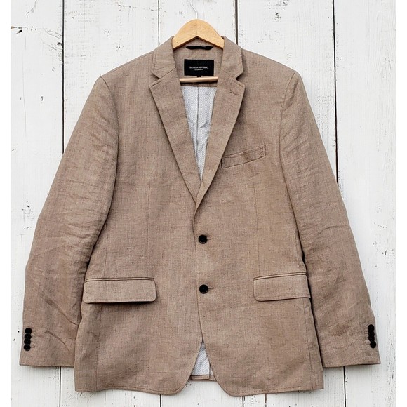 Banana Republic LINEN Brown Tailored Fit Blazer Jacket Men Sz 42R NEW